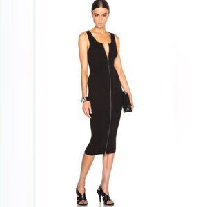 Alexander wang ribbed knit zipper midi dress navy blue